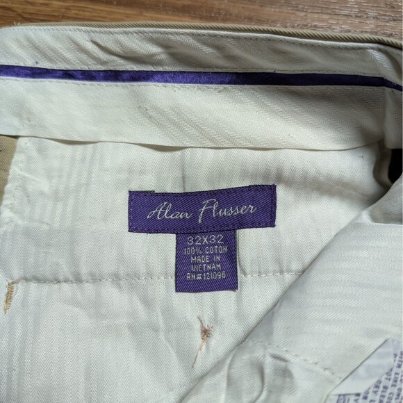 Alan Flusser Pants Mens 32x32(34x30) Khaki Dress Slacks Preppy Business Casual - Picture 4 of 10